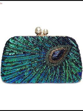 Sparkly Sequin Peacock Clutch Purse Vintage 1920s Evening Bag